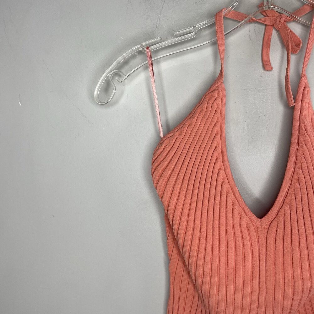 GAUGE81 Moura Plunge Top Women Small Ribbed Knit Halter Orange Viscose Blend - Picture 5 of 15